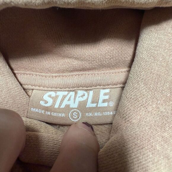 Staple Pigeon Hoodie Sweatshirt Small Tan Embroidered Broadway Pullover Logo - Picture 6 of 8